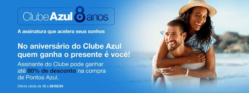 Tudo Azul oferece até 80% de bônus para compra de milhas